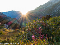 Um 7 Uhr laufen wir auf der Göscheneralp los,... : Gegenlicht, Göscheneralp, Sonnenaufgang