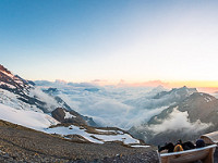 Panoramafoto Blüemlisalphütte. : Blüemlisalp, Blüemlisalphütte, Hohtürli, Panorama, SAC, Sonnenuntergang