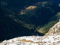 Blick zurück - unten rechts neben dem Bach ist die Capanna Soveltra zu erkennen. : Campo Tencia, OGH