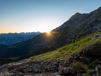 Sonnenaufgang auf dem Senda del Ghiacciaio. : Campo Tencia, Cresta dei Tre Corni, Pizzo Forno