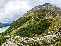 Die Dammareuss sucht sich ihren Weg zum Göscheneralpsee. : Bergbach, Dammareuss, Gletscherbach, Göscheneralp, Göscheneralpsee, Panorama