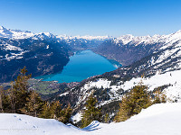 Beim Tüfengrat öffnet sich der Blick auf den Brienzersee. Sind die Farben nicht herrlich? : Höch Gumme, Lungern, Schneeschuhtour, Schönbühl