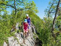 Nach dem Burghorn geht es nun abwärts bis nach Baden. Der Grat wird teilweise felsig und schmal. : Lägern