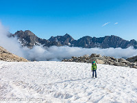 Obwohl es bereits MItte August ist, hat es noch einige gefrorene Schneefelder im Aufstieg zur Lochberglücke. : Lochberg