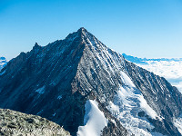 Blick zum Weisshorn (4505 m) mit dem Grand Gendarme im Nordgrat (links). : Obergabelhorn, Zinalrothorn