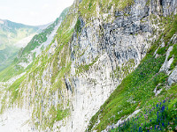 Sehr ausgesetzt steigen wir via Wiss Tritt zurück zur Bannalp : Grosser Sättelistock