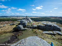 Auf dem Bellever Tor. Tors werden die flachen Wiesenhügel genannt, welche einen felsigen Gipfelaufbau aufweisen (Granit) : Schottland England 2015