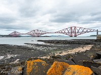 Mein Ziel ist heute St. Andrews an der Ostküste Schottlands mit einem Umweg über Queensferry, wo ich die Forth Bridge fotografieren will. Es ist eine riesige Eisenbahnbrücke in roter Metallkonstruktion. 54'000 Tonnen Stahl mit 6,5 Millionen Nieten wurden verbaut. : Dunino Den, Fort William, Forth Bridge, St. Andrews