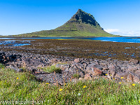 ... und fahren entlang der Küste nach Osten Richtung Grundarfjördur. Der Kirkjufell ("Kirchberg") wurde von Gletschern zu seiner heutigen Form geschliffen. : Island