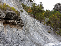 Vor 10'000 Jahren donnerten beim Flimser Bergsturz  über 100'000 Millionen Kubikmeter Fels in die Tiefe. Die Schuttmasse überdeckte den Vorderrhein mehrere hundert Meter hoch. Der Rhein wurde zu einem 25 km langen See aufgestaut, mit der Zeit jedoch schnitt sich der Fluss tief in die Schuttmasse ein: Die Rheinschlucht entstand. : Rheinschlucht, Ruinaulta